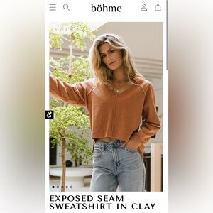 Bohme exposed seam sweatshirt in clay